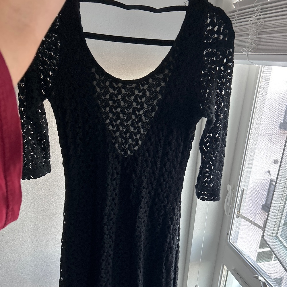Black high low dress w crochet design